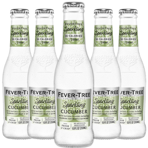 Fever Tree Sparkling Cucumber Tonic - Premium Quality Mixer and Soda - Refreshing Beverage for Cocktails & Mocktails 200ml Bottle - Pack of 5