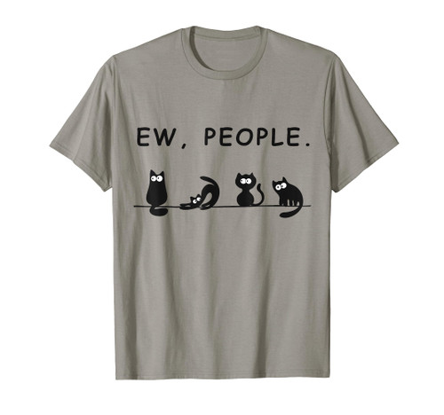 Ew People Funny Black Cat Womens Ew People meowy Cat lovers T-Shirt