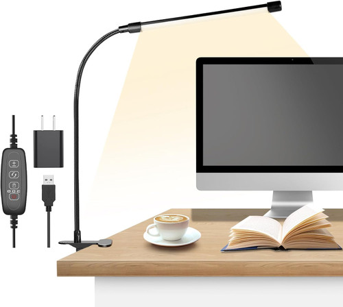 PYLYFE Clip-on Reading Lights for Books in Bed - Headboard Table Desk Piano LED Lamp Gooseneck with Clamp