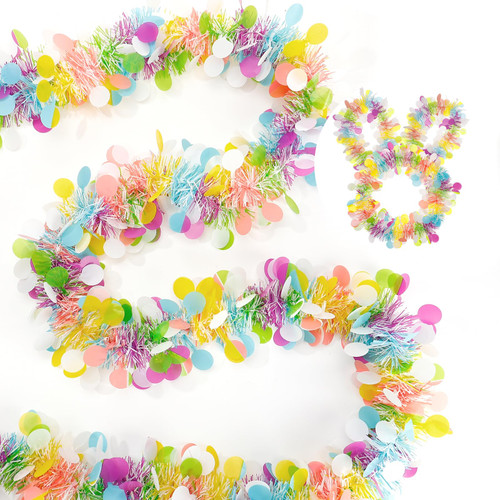 33 Ft Easter Tinsel Garland - Reusable Tinsel Twist Garland with Colorful Easter Eggs & Confetti, DIY Hanging Eatser Decoration for Outdoor Indoor Fireplace Mantel Front Door Tree