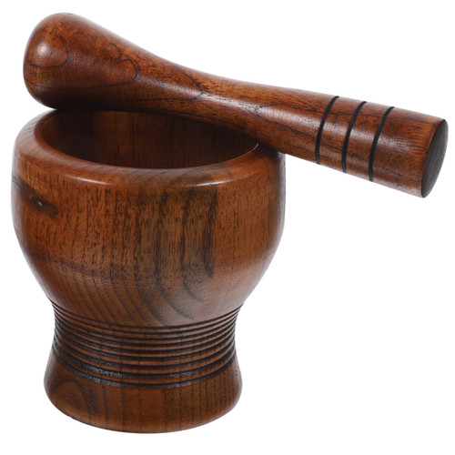 DECHOUS 1 Set Garlic Masher Garlic Grinding Bowl Kitchen Tools Mortar and Pestle Garlic Grinders Simple Kitchen Utensils Kitchen Mortar Pestle Household Crusher Wood Coffee Beans