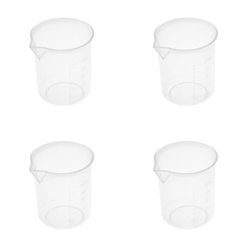 Aicosineg 10Pcs Measuring Cups 50ml Plastic Graduated Cups PP Plastic Graduated Beaker Clear Scale Cups Liquid Measuring Mixing Cups Graduated Plastic Measuring Cup for Lab Kitchen Liquid Transparent