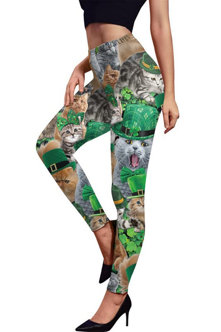 St Patrick's Day Womens Soft Green Pants Paddys Pattys Shamrock Irish Leggings Cat Green Hat M St Patrick's Day Womens Soft Green Pants Paddys Pattys Shamrock Irish Leggings Cat Green Hat M