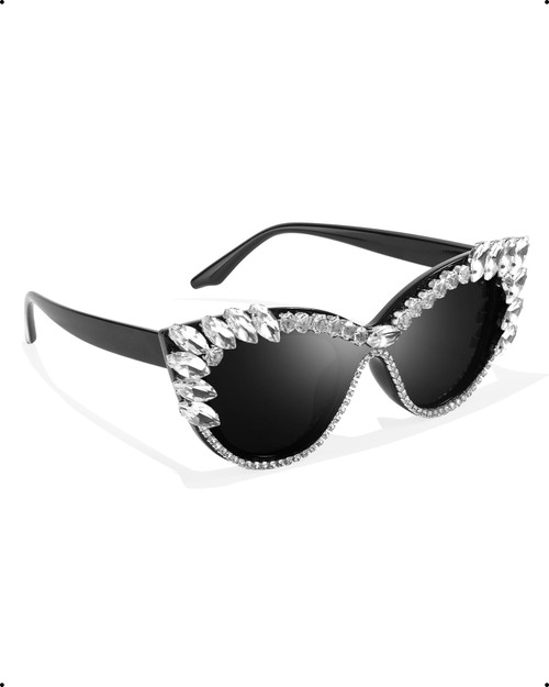 IGnaef Cat Eye Rhinestone Sunglasses for Women Bling Glasses Jeweled Frame Costume Party