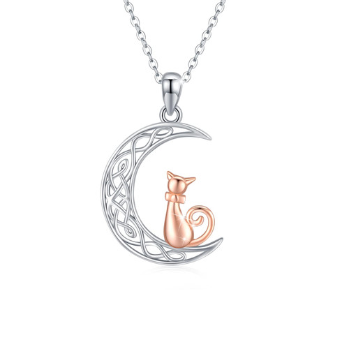 MEDWISE Cat Necklace Celtic Pendant 925 Sterling Silver Cat on Moon Animal Pendant Celtic Knot Necklace Celtic Jewelry Gifts for Women Girls Daughter Valentine's Day Gifts MEDWISE Cat Necklace Celtic Pendant 925 Sterling Silver Cat on Moon Animal Pendant Celtic Knot Necklace Celtic Jewelry Gifts for Women Girls Daughter Valentine's Day Gifts