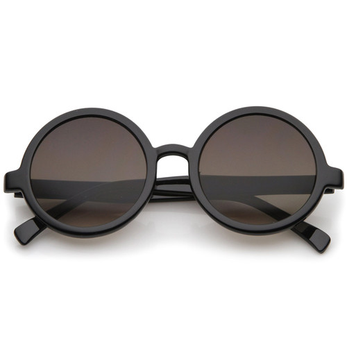 zeroUV Trendy Round Retro Sunglasses for Women, UV400 Vintage Horn Rimmed Neutral-Colored Lens 52mm (Black/Smoke Gradient) zeroUV Trendy Round Retro Sunglasses for Women, UV400 Vintage Horn Rimmed Neutral-Colored Lens 52mm (Black/Smoke Gradient)