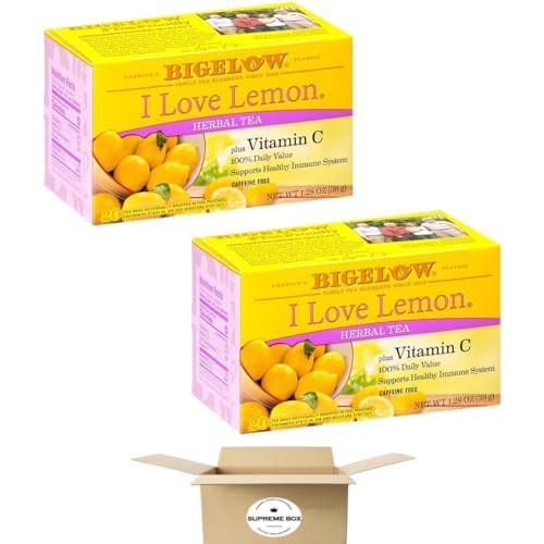 Bigelow Herbal Tea, I Love Lemon, 20 Ct - Pack of 2 (40 ct in total)