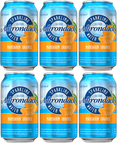 Adirondack Sparkling Seltzer Water, 12oz Cans, Pack of 6 (Mandarin Orange)