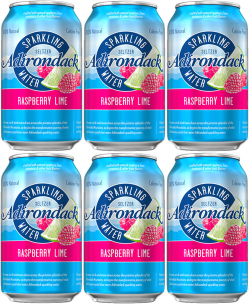 Adirondack Sparkling Seltzer Water, 12oz Cans, Pack of 6 (Raspberry Lime)