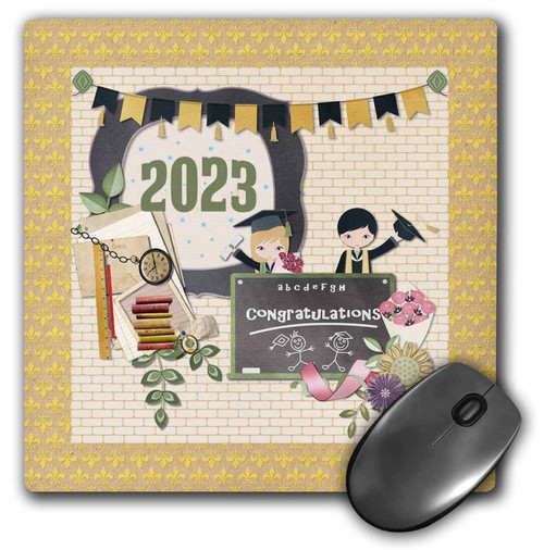 3dRose Image of Graduates, 2023, Congratulations, Diploma, Cap, Clock,... - Mouse Pads (mp-372866-1)