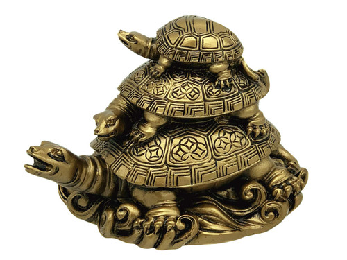 Feng Shui Three TiersTortoise (Three Generations Turtle) Statue Home Decor for Healthy Longevity