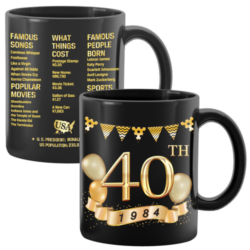 Greatingreat 1984 Old Time Information-40th Birthday Mug, Happy 40 Birthday Party, Turning 40 Birthday, 40th Bday For Her & Him, Forty Birthday Mug, Milestone Birthday Greatingreat 1984 Old Time Information-40th Birthday Mug, Happy 40 Birthday Party, Turning 40 Birthday, 40th Bday For Her & Him, Forty Birthday Mug, Milestone Birthday