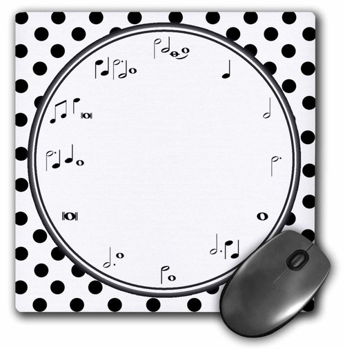 3dRose Musical Clock Face - Music Notes Time for Musicians Polka Dots... - Mouse Pads (mp-362987-1)