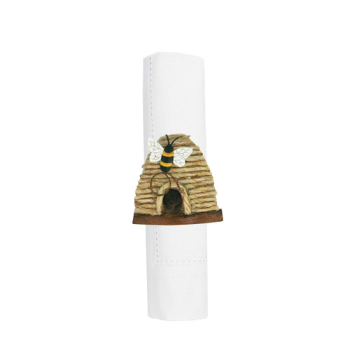 Gallerie II Bumble Bee Hive Skep Napkin Ring Single Napkin Ring Tan