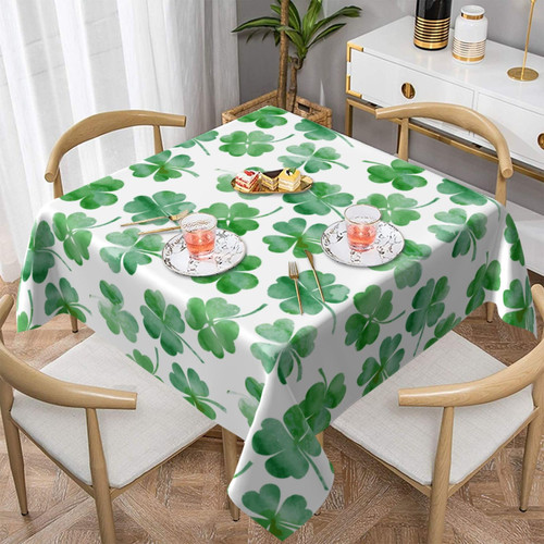 AGAYNA St.Patrick's Day Tablecloth Square 54x54 Inch Green Watercolor Shamrock Table Cloth,Stain Resistance Polyester Spring Table Covers for Kitchen Dining,Small Tablecloth for Party Picnic