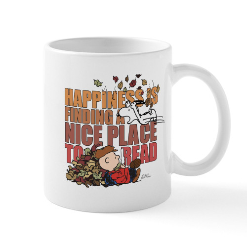 CafePress Peanuts Fall Reading Mug 11 oz (325 ml) Ceramic Coffee Mug