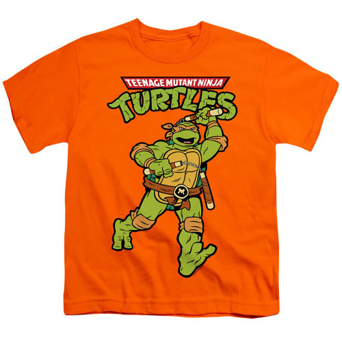 Popfunk Classic TMNT Teenage Mutant Ninja Turtles Retro Mikey Unisex Youth Juvenile T-Shirt, Orange, 5