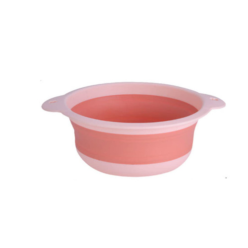 Collapsible Colander, Silicone Food Strainer with Plastic Handles, Vegetable and Fruit Can Foldable Strainer Colander Dishwasher (Pink,large)