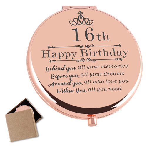 16 Year Old Girl Birthday Gift Rose Gold Compact Makeup Mirror Sweet 16th Gifts for Girls 16th Birthday Gift for Daughter Granddaughter Niece Sister Friends Sixteen Birthday Present for Girls 16 Year Old Girl Birthday Gift Rose Gold Compact Makeup Mirror Sweet 16th Gifts for Girls 16th Birthday Gift for Daughter Granddaughter Niece Sister Friends Sixteen Birthday Present for Girls