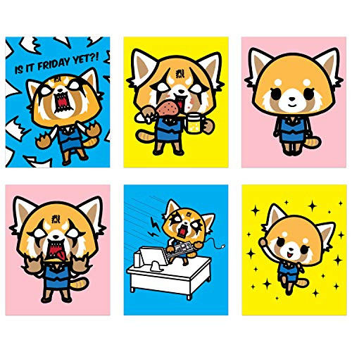 Crystal Aggretsuko Prints - Set of 6 (8x10) Aggressive Retsuko Netflix Sanrio Mascot Wall Art Decor