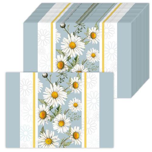 Paper Placemats Disposable 50 Pack Flowers Daisy Summer Placemats 16x 11 Inch Spring Seasonal Paper Table Mats for Home Kitchen Dining Table Decoration