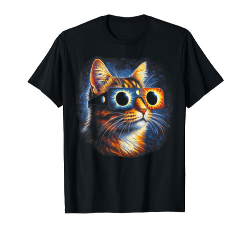 Cat Total Solar Eclipse Glasses April 8th 2024 T-Shirt