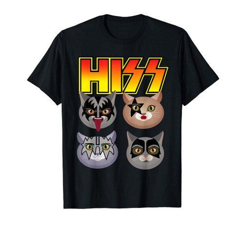 Hiss Funny Cats Kittens Rock Rockin Gift Tee Pun T-Shirt