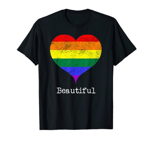Beautiful Rainbow Flag Heart Gay Lesbian Pride Month LGBT T-Shirt