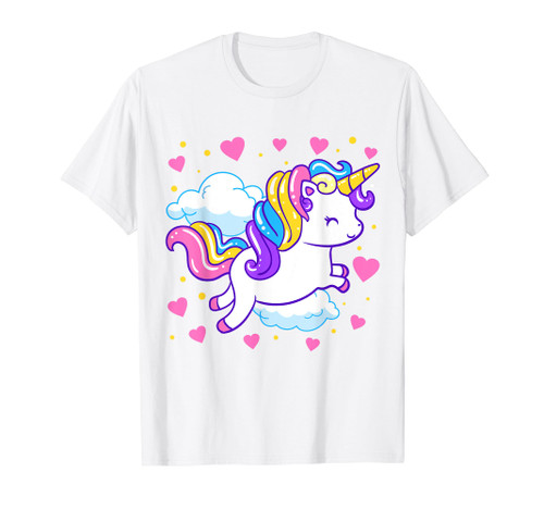 Valentines Day Unicorn Hearts Rainbow Girls Toddlers Teacher T-Shirt