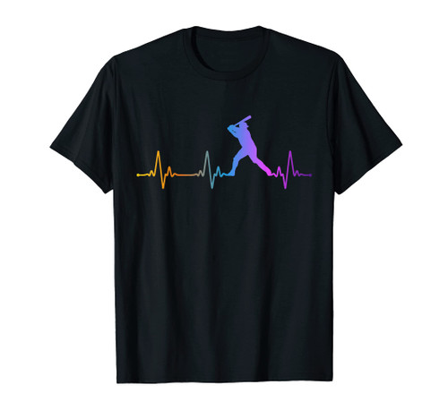 Baseball Fan Heartbeat Pulse Rainbow T-Shirt