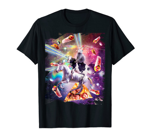 Laser Eye Space Cat on Cow Unicorn - Rainbow T-Shirt Laser Eye Space Cat on Cow Unicorn - Rainbow T-Shirt