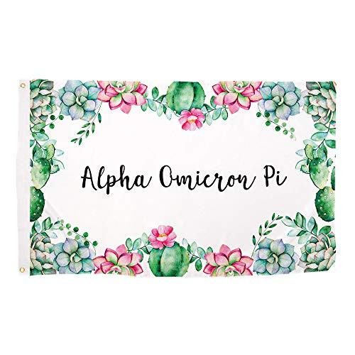 Alpha Omicron Pi Succulent Flower Sorority Flag Banner 3 x 5 Sign Decor AOII