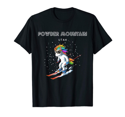 Powder Mountain Utah - Unicorn USA Ski 80s Retro Gift T-Shirt