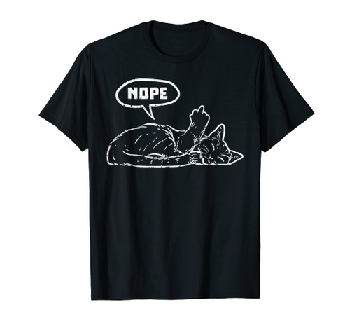 Cat Nope Finger Funny Lazy Kitten Feline Animal Lover T-Shirt