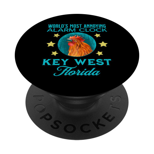 Key West Florida Alarm Clock Chicken Rooster Souvenir PopSockets PopGrip: Swappable Grip for Phones & Tablets
