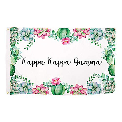 Kappa Kappa Gamma Succulent Flower Sorority Flag Banner 3 x 5 Sign Decor KKG