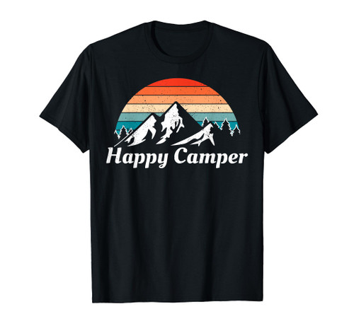 happy camper camping vintage mountains hiking cool graphic T-Shirt