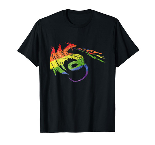 LGBTQ Dragon With Rainbow Flame Pride Gift T-Shirt