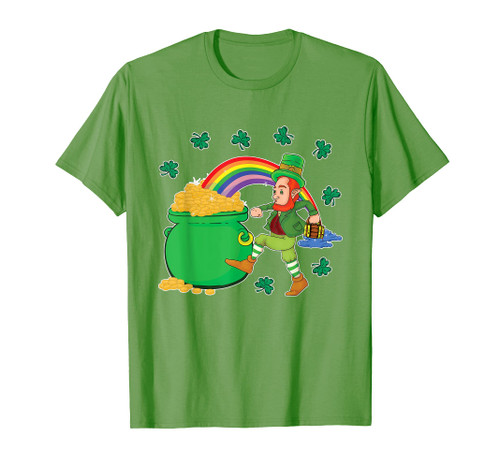 Pot Of Gold Leprechaun Rainbow Shamrock St Patricks Day T-Shirt