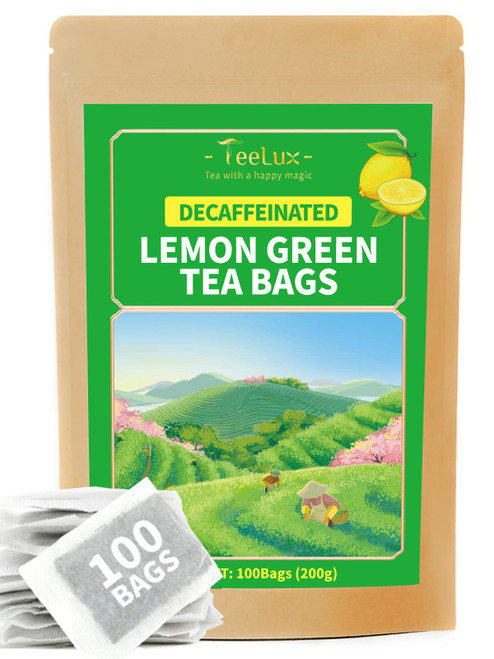 TeeLux Decaf Lemon Green Tea, Decaffeinated Green Tea Bags, Decaf Green Tea with Refreshing Lemon Aroma & Flavor, 100 Count Tea Bags TeeLux Decaf Lemon Green Tea, Decaffeinated Green Tea Bags, Decaf Green Tea with Refreshing Lemon Aroma & Flavor, 100 Count Tea Bags