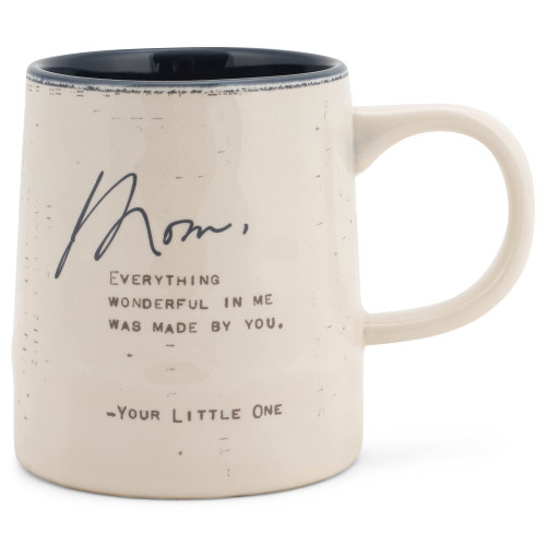 DEMDACO Mom Distressed Black and Cream 12 ounce Glossy Ceramic Stoneware Coffee Mug