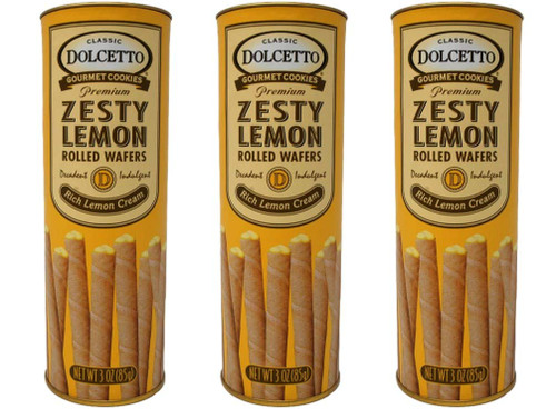 Dolcetto Premium Cream Filled Rolled Wafers Gourmet Zesty Lemon Cookies - Pack of 3 (3 Ounces) Dolcetto Premium Cream Filled Rolled Wafers Gourmet Zesty Lemon Cookies - Pack of 3 (3 Ounces)