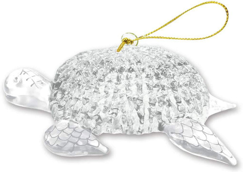 Island Heritage Hawaiian Christmas Glass Lace Ornament (Honu Turtle - Clear)