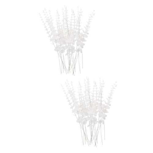 ifundom 40 Pcs Eucalyptus Leaves Fake Eucalyptus Bouquet Faux Eucalyptus Branches Wreath Arrangement Stem Bridal Centerpiece Leaves Greenery Green Leaves Autumn White Silk Flower Bride