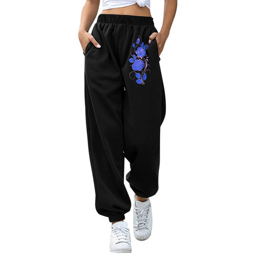 Bblulu Stretch Joggers for Women High Waist Athletic Track Pants Lounge Pants with Drawstring Pockets Blue