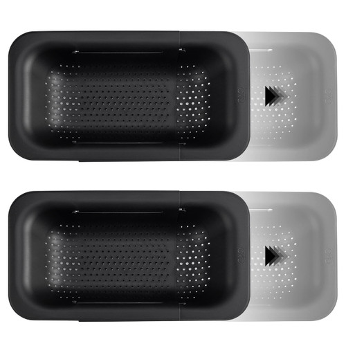 COOK WITH COLOR Over the Sink Strainers - Set of 2 Expandable Colander Basket - Fruit and Vegetable Washing Basket, Large Pasta Colander - Extendable Sink Colander for Kitchen Sink (Black) COOK WITH COLOR Over the Sink Strainers - Set of 2 Expandable Colander Basket - Fruit and Vegetable Washing Basket, Large Pasta Colander - Extendable Sink Colander for Kitchen Sink (Black)