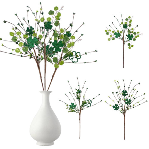 RARIHUOZY St Patricks Day Decorations,St. Patricks Day Gifts,3PCS Babys Breath Artificial Flowers,St. Patricks Day Shamrock Branches, Artificial Clover Stems Picks for Centerpiece Table Decorations