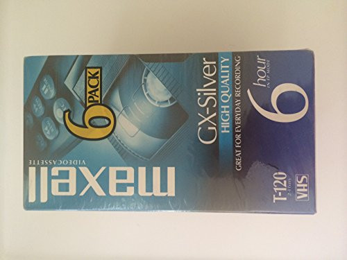 Maxell 6 Pack High Quality GX-Silver T-120 VHS 6 Hour In EP Mode Video cassette