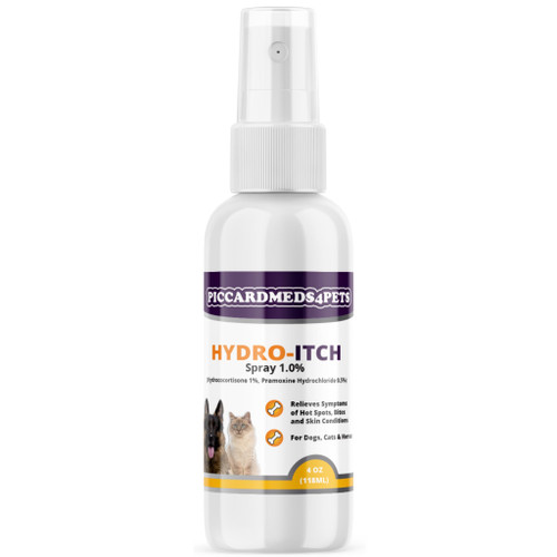 PICCARDMEDS4PETS Hydro-Itch Spray 1.0% for Dogs Cats & Horses 4oz.