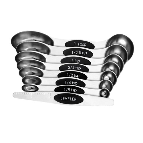 PRETYZOOM 7pcs Magnetic Double-ended Measuring Spoon Dual Sided Spoons Measuring Spoons and Cups Sugar Kitchen Measuring Cup Tablespoon Measuring Dinner Stainless Steel 8 Piece Set